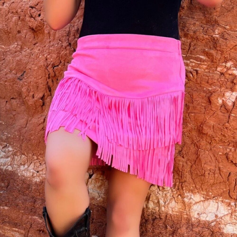 Fort Worth Womens Fringe Western Skirt Pink Size New - Picture 8 of 12